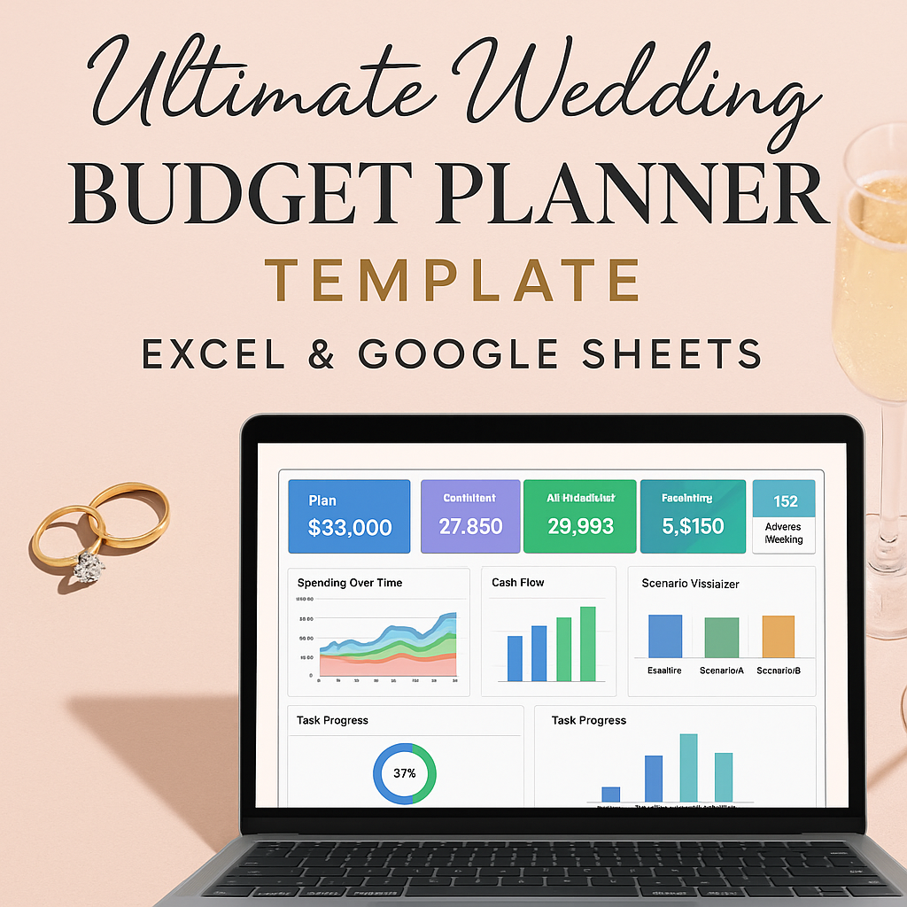 Ultimate Wedding Budget Planner (Enhanced) — All-in-One Excel & Google Sheets Template for Wedding Planning, Vendor Tracking, and Expense Management