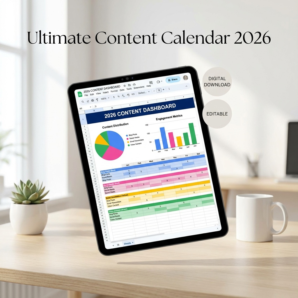 Social Media Content Calendar 2026, Instagram Planner, TikTok Scheduler, Content Creator Template, Google Sheets