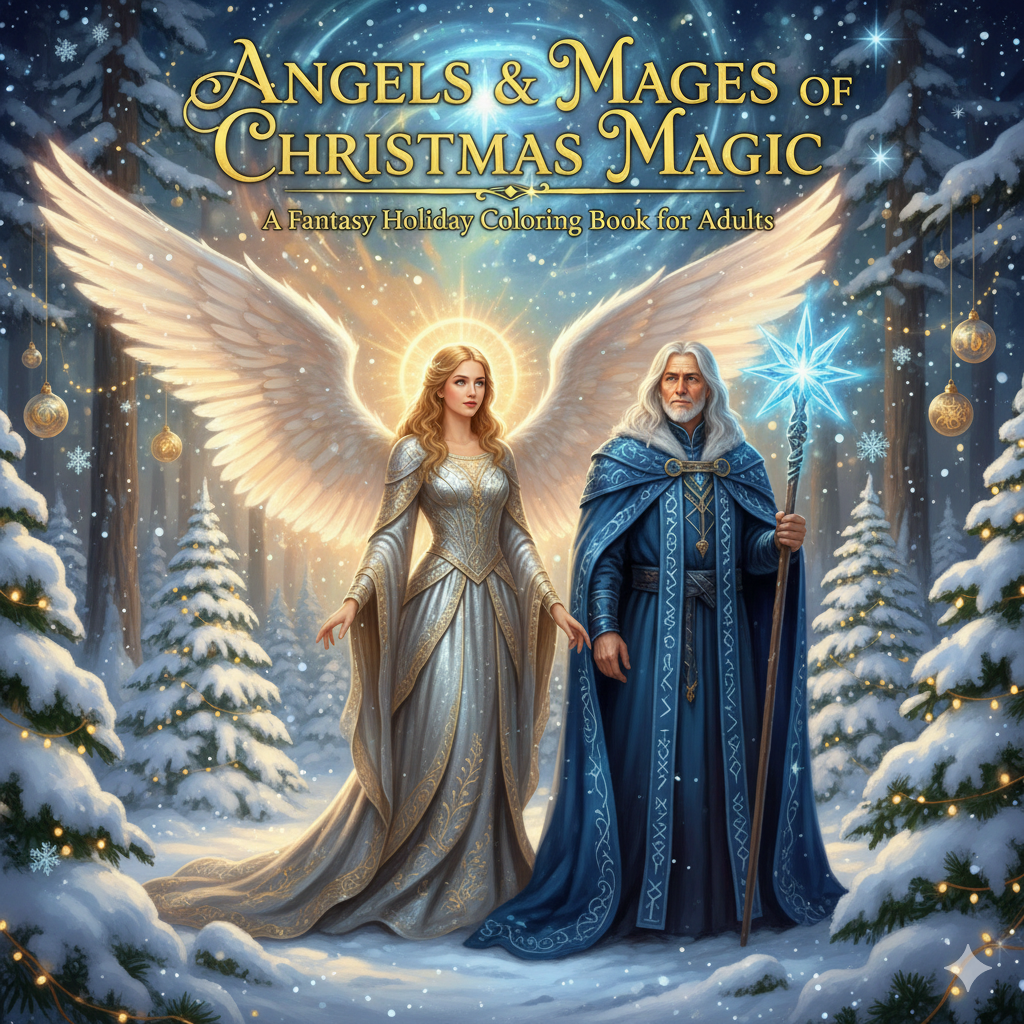 Angels & Mages of Christmas Magic: Adult Fantasy Holiday Coloring Book
