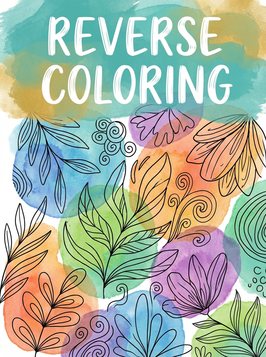 Reverse Coloring Book: Mindful Botanical Watercolor Art