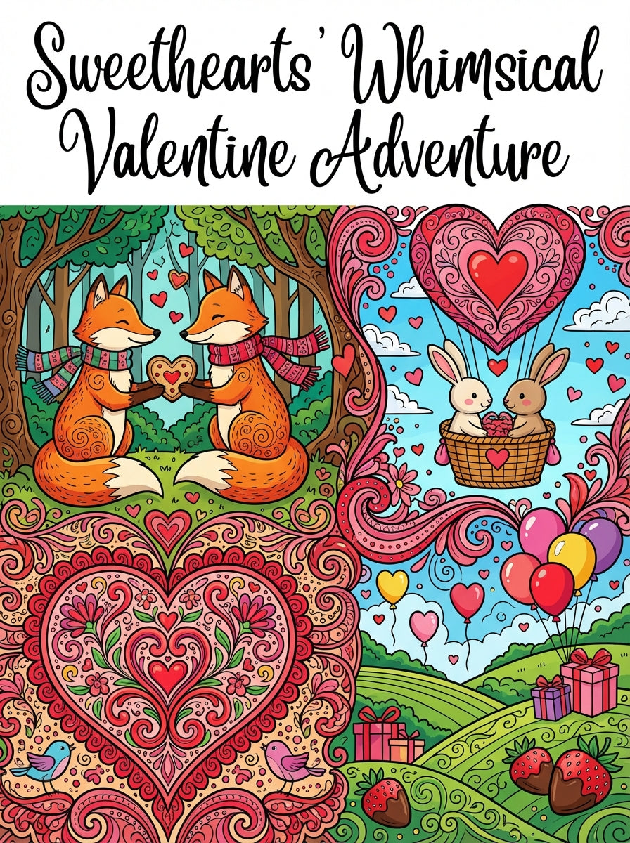 Forest Animals & Heart Mandalas Adult Coloring Book