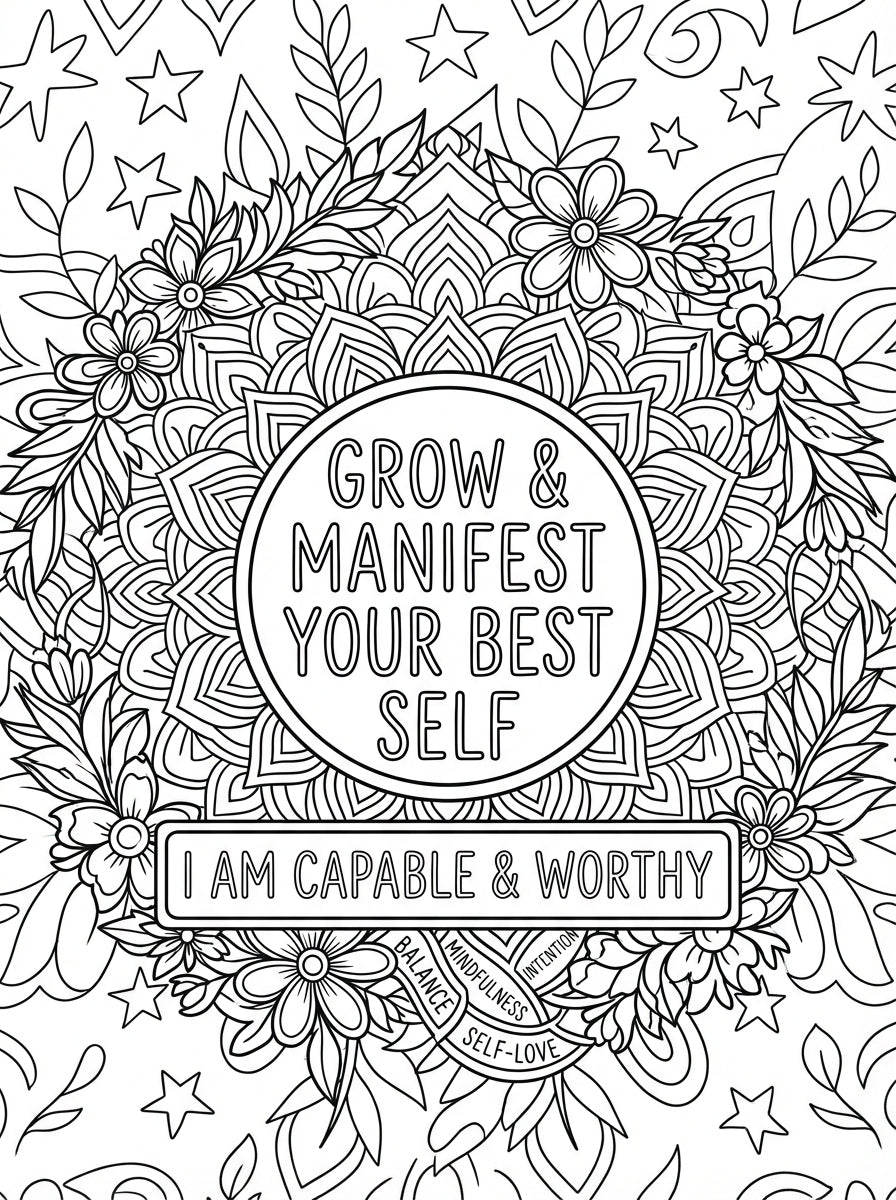 Manifest Your Dreams: Affirmation Coloring Book for Women and Wellness Enthusiasts - Self-Care Mantras and Stress Relief Patterns