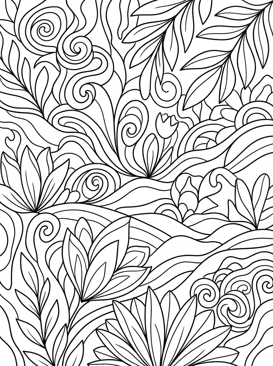 Reverse Coloring Book: Mindful Botanical Watercolor Art