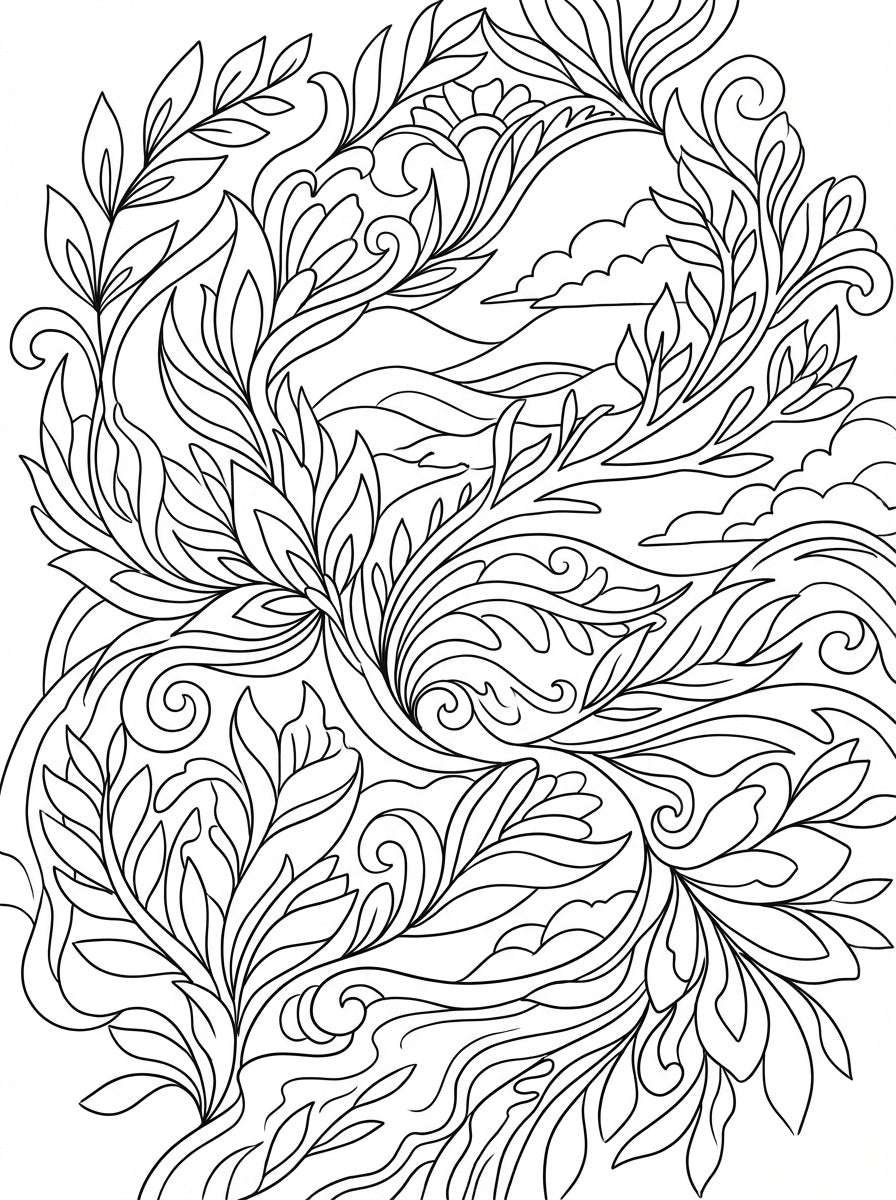 Reverse Coloring Book: Mindful Botanical Watercolor Art