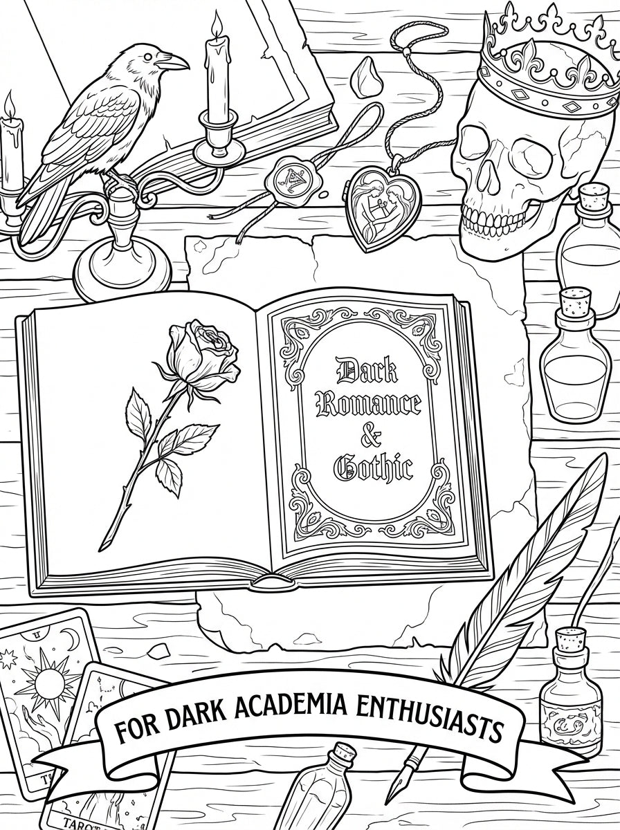 Dark Romance Gothic Coloring Book | Victorian Occult Art