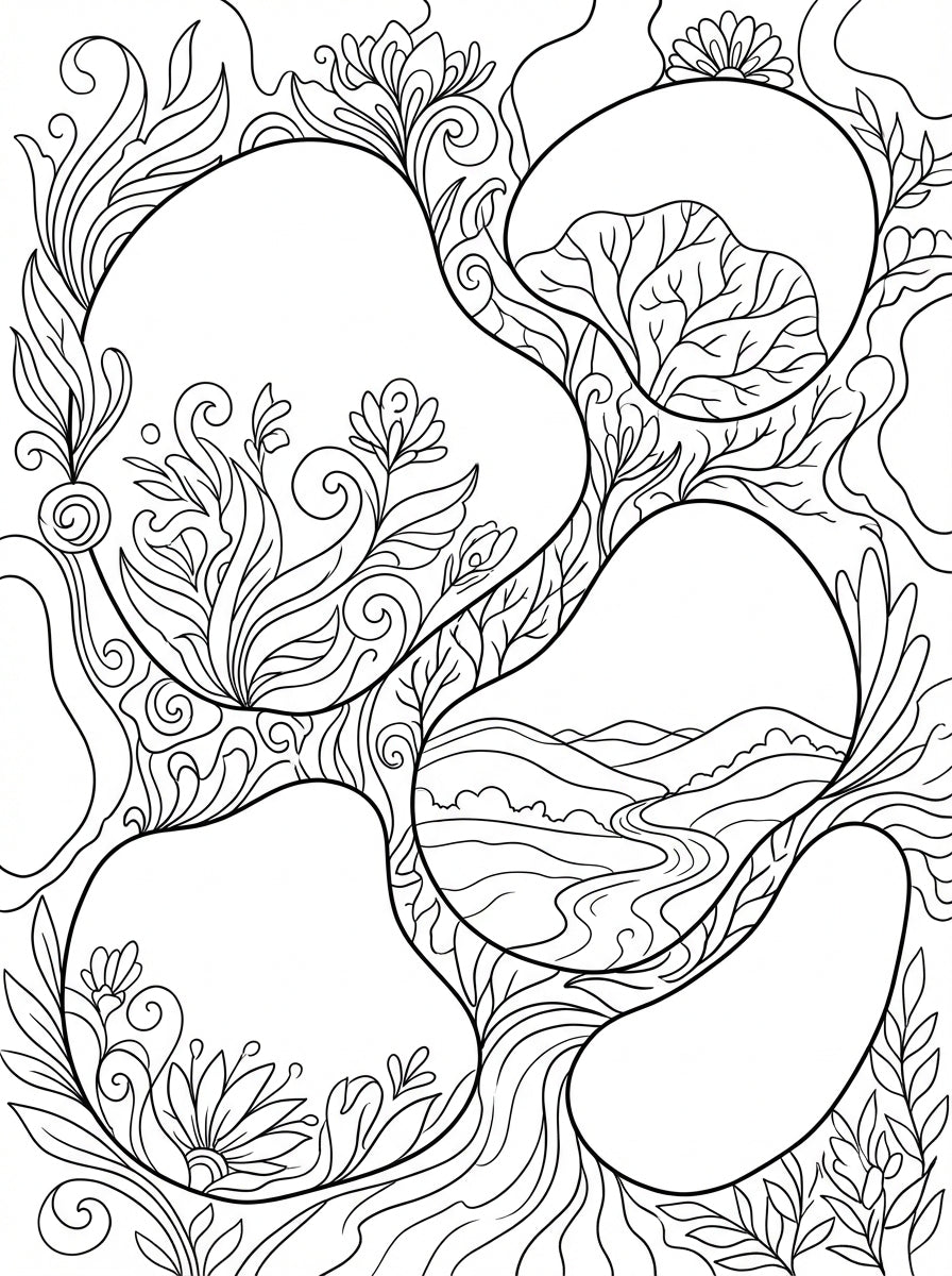 Reverse Coloring Book: Mindful Botanical Watercolor Art
