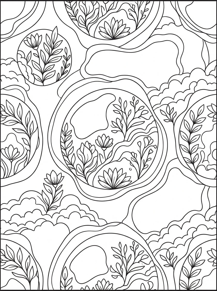 Reverse Coloring Book: Mindful Botanical Watercolor Art