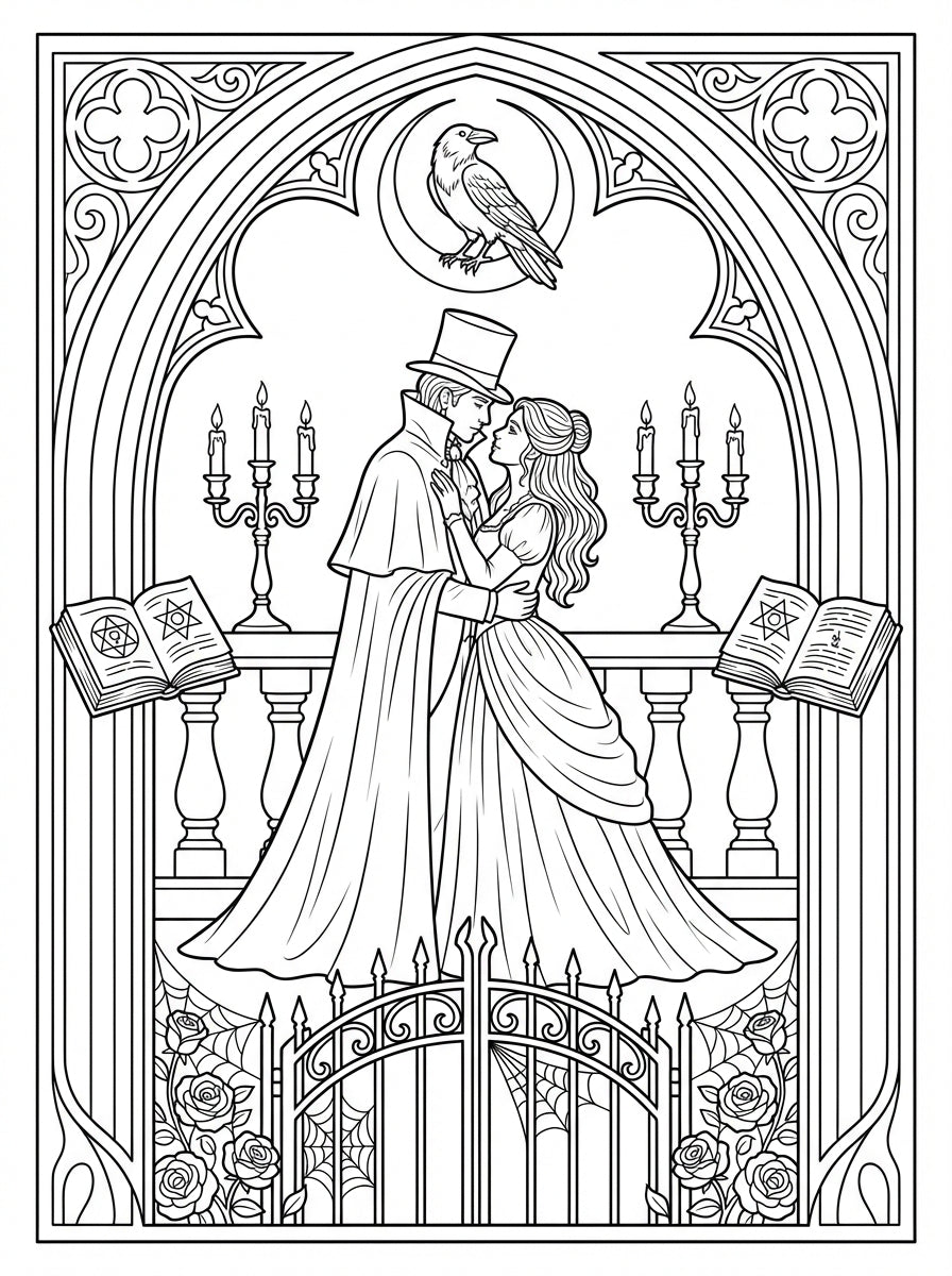 Dark Romance Gothic Coloring Book | Victorian Occult Art