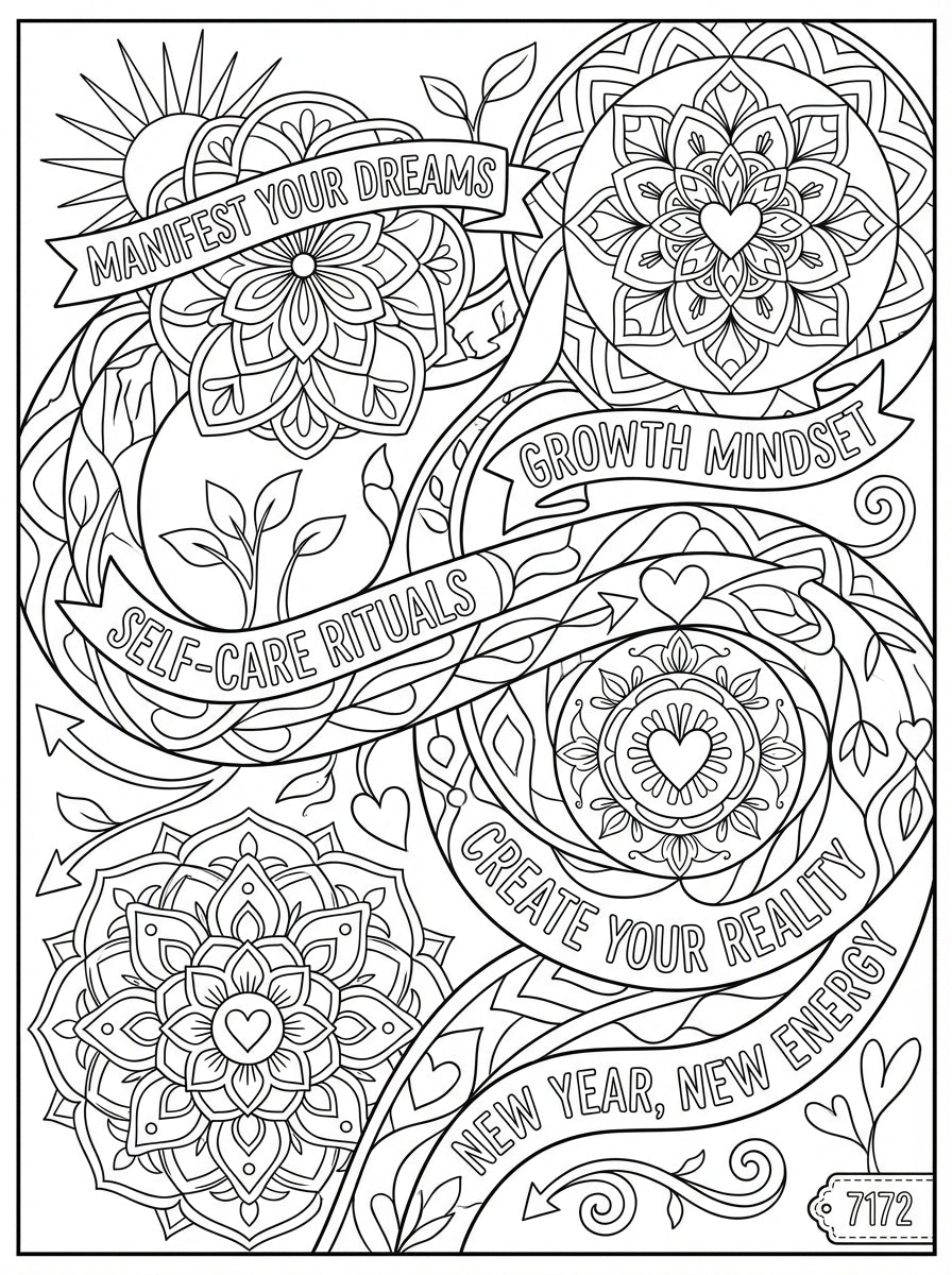 Manifest Your Dreams: Affirmation Coloring Book for Women and Wellness Enthusiasts - Self-Care Mantras and Stress Relief Patterns
