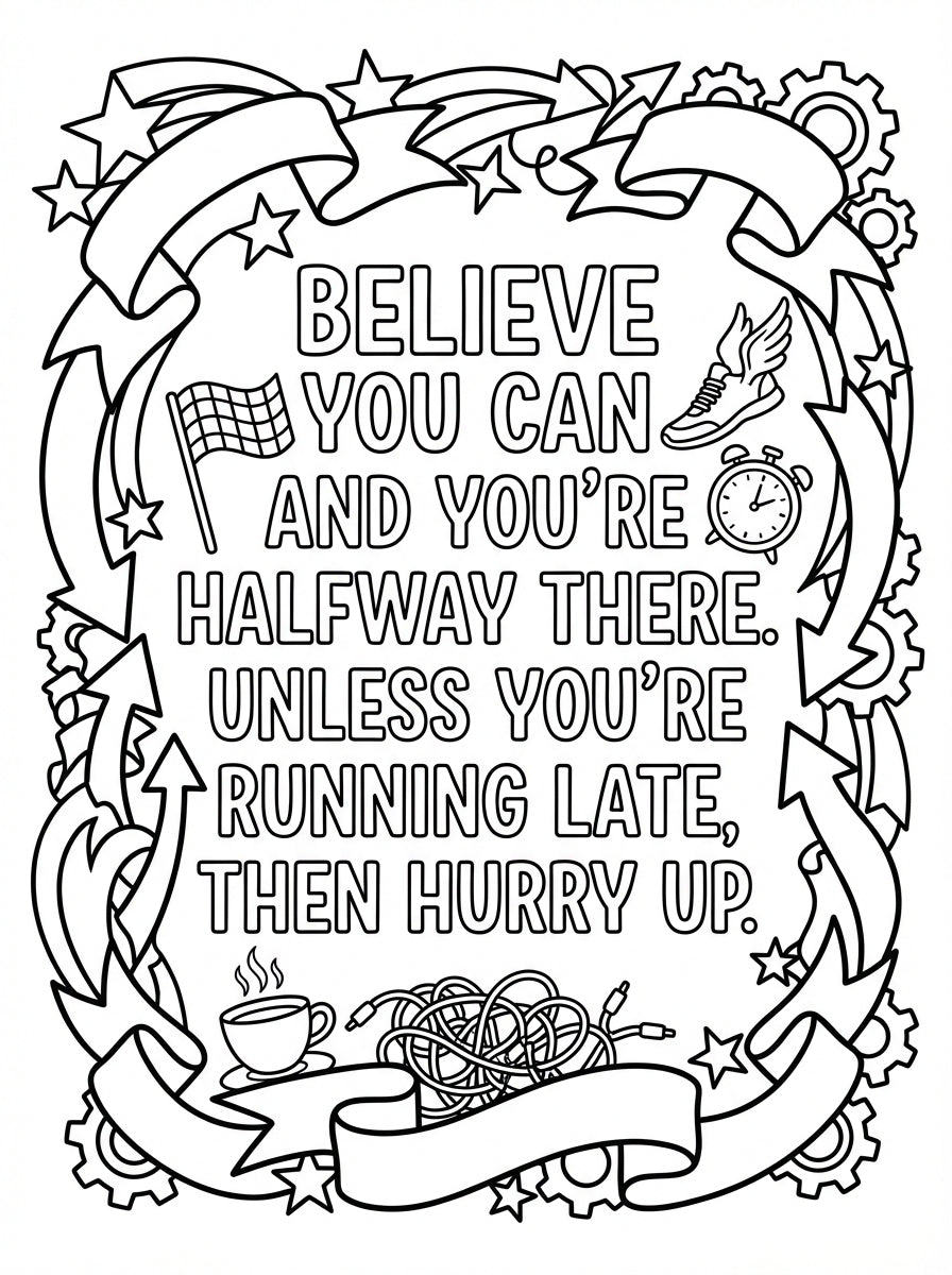 Inspirational & Humorous Quotes Adult Coloring Book - Printable PDF Download