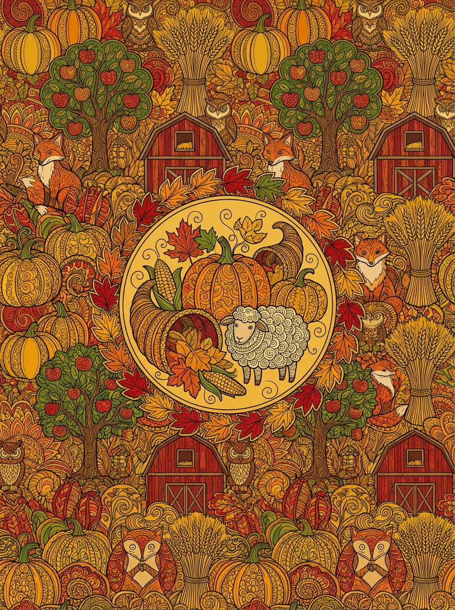 Autumn Harvest Coloring Book - Detailed Fall Farm Life & Foliage Digital PDF