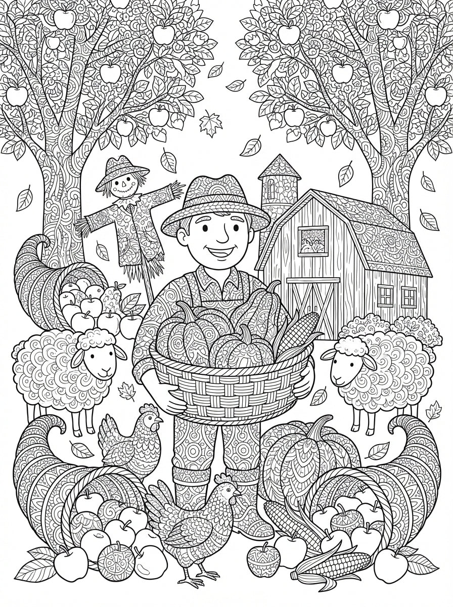 Autumn Harvest Coloring Book - Detailed Fall Farm Life & Foliage Digital PDF