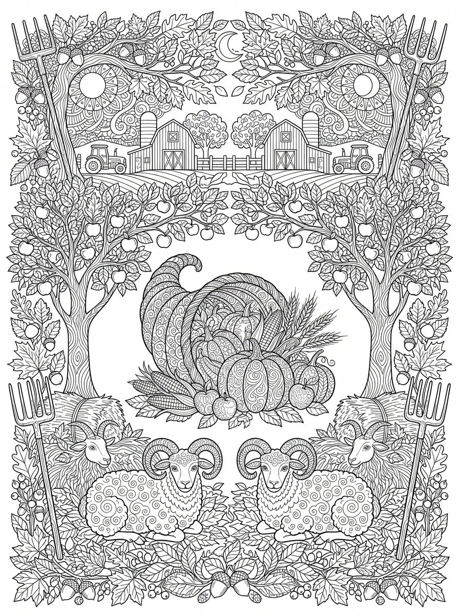 Autumn Harvest Coloring Book - Detailed Fall Farm Life & Foliage Digital PDF