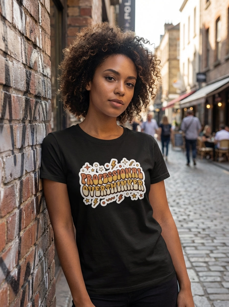 Professional Overthinker PNG | Retro Groovy Sublimation Design | Vintage Typography Digital Download for T-shirt DTG Printing & Clipart