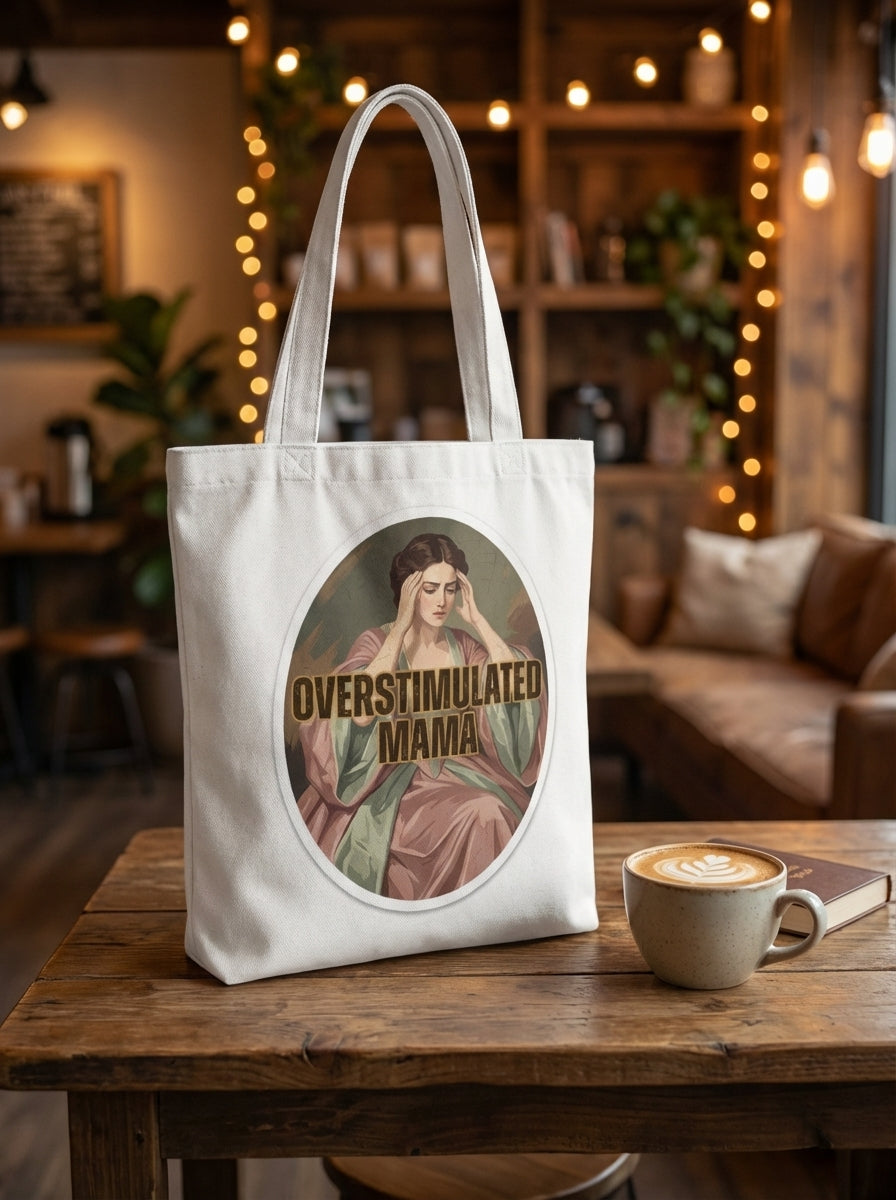 Overstimulated Mama PNG T-Shirt Design | Romantic Painting distressed art | Vintage Aesthetic DTG | Digital Download