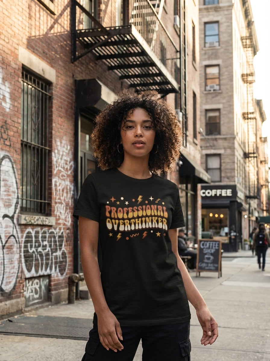 Professional Overthinker PNG | Retro Groovy Sublimation Design | Vintage Typography Digital Download for T-shirt DTG Printing & Clipart