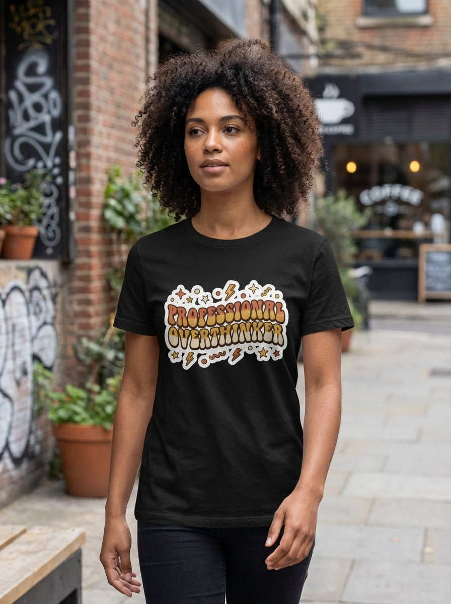 Professional Overthinker PNG | Retro Groovy Sublimation Design | Vintage Typography Digital Download for T-shirt DTG Printing & Clipart